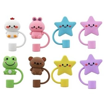 Custom Reusable Dustproof Star Design Silicone Straw Covers